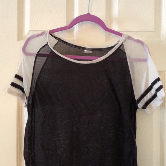 Gray + White Striped Tee - Picture 2 of 9